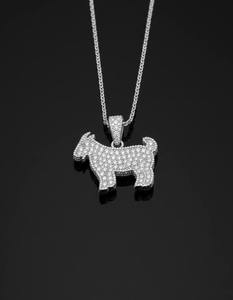 Elegante Collar con Dije de Cabra con Incrustaciones de Diamantes, Oro 10K 14K, Estilo Hip Hop para Hombres y Mujeres, Joyería de Declaración para Raperos - Product Image 1