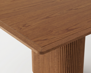 Viro Wooden Rectangle Dining Table with Solid Teak Wood Ribbed Legs for Home Furniture and Dining Space - Product Image 4