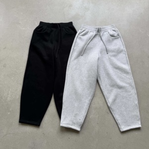 Pantalones de chándal de forro polar de color liso para hombre, de corte holgado, de pierna ancha, informales, tipo jogger, para comercio transfronterizo - Product Image 1