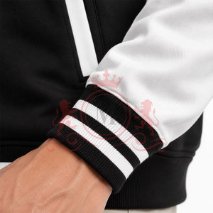 Modern Black <b>White</b> Letterman <b>Jacket</b> Classic Button Front Contrast Sleeves Comfortable Fit Casual Fashion Wear - Product Image 6