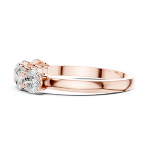 Bague en or rose à cinq pierres rondes brillantes, bague d'anniversaire classique, bague de mariage élégante pour femmes, fine - Product Image 5