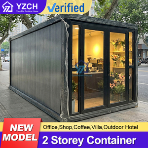 Casa Container Pieghevole di Lusso da 20 Piedi, Prefabbricata, Mobile, per Caffetteria o <span class=keywords><strong>Negozio</strong></span> di Fiori con Pareti in Vetro - Product Image 1