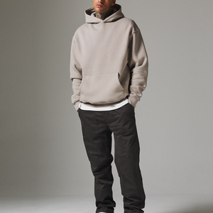 Custom Logo Cotton Blend Fleece <b>Pullover</b> Oversized Hoodies for <b>Men</b> Women Kids Winter Plain Thick with Embroidered Front - Product Image 5