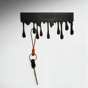 Artistic Melted Paint Effect Black <b>Key</b> Holder <b>Wall</b> Hanging <b>Hook</b> Perfect <b>For</b> Entryway Storage And Modern Home Decor From India - Product Image 1