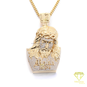 Pendentif Jésus-Christ Premium en Argent Sterling S925 avec Diamant Moissanite Plaqué Or, Collier Religieux Hip Hop avec Motif Couronne - Product Image 2