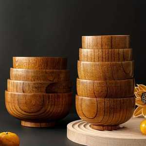 Modern Brown Polished <b>Wooden</b> Small <b>Temple</b> Bowl Round Salad Hand <b>Temple</b> Home Decoration Gift Custom Logo Option - Product Image 5