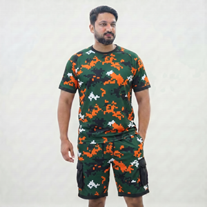Conjunto de Camiseta y Pantalones Cortos de Camuflaje para Hombre, Estampado Digital, Secado Rápido, Tejido de Poliéster, Ropa Casual de Verano - Product Image 1