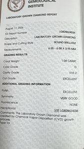 Diamant rond de laboratoire certifié IGI, clarté VVS2, couleur D, 1,04 carat, design premium à prix abordable - Product Image 4