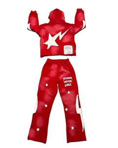 Tracksuit for Men Set Acid Wash <b>Distress</b> Blank Sweatpants and Hoodie For Sale <b>Top</b> Trending Acid Washed Sweat Suits - Product Image 6