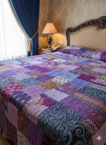 Vintage Kantha Embroidered Quilt Handmade <b>Patchwork</b> 100% Cotton Throw Reversible Washable Eco-Friendly Bohemian <b>Bedspread</b> - Product Image 2
