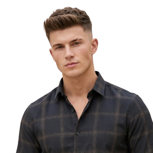 Chemise en flanelle à carreaux noire pour homme, manches longues, boutonnée, chemise décontractée à carreaux, tissu brossé doux, streetwear tendance - Product Image 3