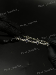 Pulsera de Trébol de la Suerte Personalizada Iced Out, Cadena de Tenis de Flor de Plata 925 con Moissanita VVS, Estilo Hip Hop, Alta Calidad - Product Image 6