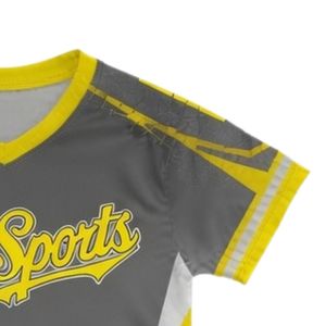Maillot de lacrosse unisexe gris et jaune sublimé, léger, en polyester, pour le sport, les matchs d'équipe et les tenues de performance - Product Image 4