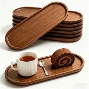 Plateau de service rectangulaire en bois brut rustique, nouveau style chinois, durable, pour thé, café, collations, pour la maison, les fêtes, les hôtels - Product Image 2