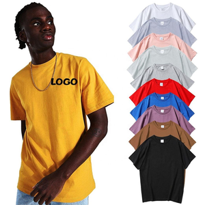 T-shirts pour hommes en coton lourd de luxe personnalisés, col rond, manches courtes, coupe décontractée, motif respirant, jersey tricoté, style streetwear - Product Image 1