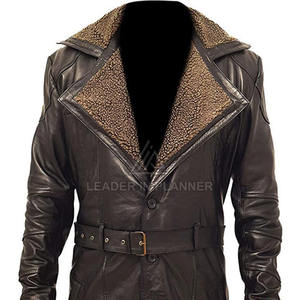 Abrigo de cuero genuino para hombre OEM, corte clásico ajustado, abrigo de invierno de cuero hecho en Pakistán. - Product Image 4