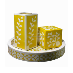 Ensemble de brûleur d'encens Bakhoor en résine incrustée à la main Boîte et brûleur Bakhoor avec plateau Ensemble Mubkhara - Product Image 5