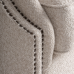 Modern Classic Wingback Lounge <b>Chair</b> Solid Teak Upholstered Accent <b>Chair</b> High Back Nailhead Trim Comfortable Indoor Furniture - Product Image 6