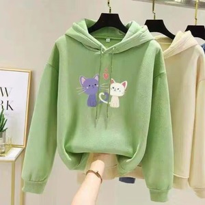 เสื้อฮู้ดแบบยูนิเซ็กซ์ พิมพ์ลายขนนกสีเขียว ทรงโอเวอร์ไซส์ สวมใส่สบายๆ สำหรับฤดูใบไม้ร่วง แขนเสื้อปกติ ผ้าฝ้ายถัก - Product Image 6