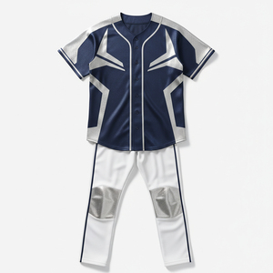 Maillot de baseball personnalisé brodé de haute qualité, vierge, avec patch sublimé, à boutons, pour équipe, uniformes lourds - Product Image 1