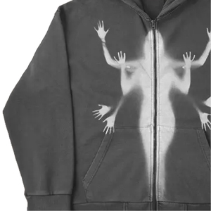 Sudadera con Capucha para Hombre, Estilo Urbano, Oversize, con Efecto Desgastado, de Forro Polar, con Estampado Vintage, de Gramaje Pesado y Corte Holgado - Product Image 5