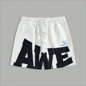 Shorts Blancos para Hombre con Estampado AWE Negro, Cintura con Cordón Ajustable, Estilo Deportivo Casual, 100% Poliéster Transpirable - Product Image 6
