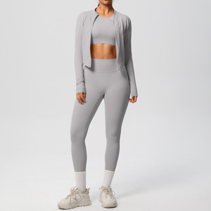 Conjunto Deportivo de Yoga para Mujer, Tallas Grandes, 4 Piezas, Ecológico, Transpirable, de Alta Sujeción, Spandex/Nylon, Venta al Por Mayor Personalizada - Product Image 4