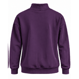 Sudadera de cuello alto para mujer, color morado berenjena, manga larga, estilo oversize, forro polar, informal, para invierno, estilo urbano, a la moda - Product Image 2