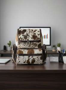 Sac à dos multifonction en cuir véritable de vachette, fait main, pour voyage, ordinateur portable et école, avec fermeture éclair, capacité 20-35L, HNBP-0072 - Product Image 3