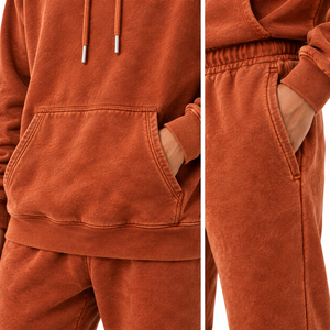Conjunto Deportivo MANGOES FASHION para Hombre, Estilo Vintage, Color Naranja, Sudadera con Capucha y Pantalones de Chándal de Algodón, Manga Larga, para Verano - Product Image 3