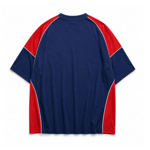 Camiseta de Manga Raglán Extra Grande para Hombre, Diseño Único, Rojo y Azul en Contraste, Cuello Redondo Tejido, Estilo Urbano, Diseño con Letras Impresas - Product Image 3