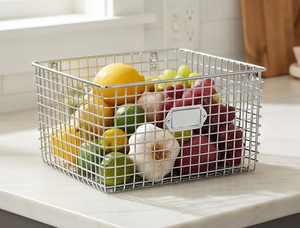 Fine Quality Metal Wire Storage <b>Basket</b> <b>Square</b> Stackable Simple Design Multi-Purpose Neatening Organization - Product Image 4