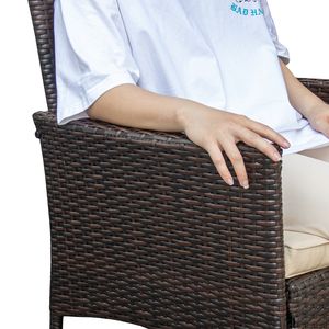 DN00014 Modern <b>Outdoor</b> Rattan Dining Set Steel Tempered <b>Glass</b> Waterproof High Quality Furniture for Villa Hotel Living Room Use - Product Image 6