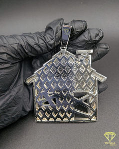 Colgante Personalizado con Forma de Casa 3D con Diamantes Cultivados en Laboratorio VVS en Plata de Ley 925, Joyería Hip Hop - Product Image 6