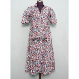 Fashionable Cute Party Wear Western One Piece <b>Women</b> Multicolor Solid Floral Printed Midi <b>Dress</b> Summer short Sleeves Cotton <b>dress</b> - Product Image 3