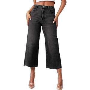 2025 2025 Women's High-Waisted Wide-Leg Stretchy Baggy <b>Capri</b> Denim Pants-Zimbaplatinum Color High Quality <b>Jeans</b> - Product Image 6