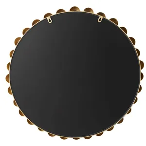 Espejo de pared circular chapado en oro con marco de cuentas, decoración artística estilo Hollywood Glam para la entrada del hogar. - Product Image 4
