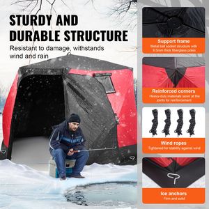 "4-6 Person Insulated Winter Ice Fishing <b>Tent</b> 50 Sq Ft Fishable Area Portable Thermal Ice Shanty" - Product Image 3
