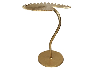 Palm metal end <b>table</b> gold finish palm leaf design side <b>table</b> luxury accent <b>table</b> designer metal furniture modern side <b>table</b> - Product Image 2