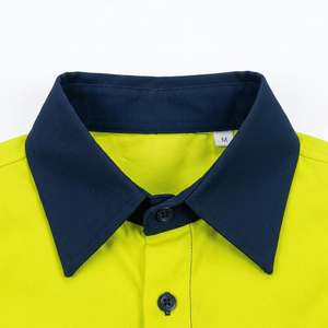 เสื้อเชิ้ตทำงานแขนยาวแบบมองเห็นได้ชัดสำหรับผู้ชาย สีเหลืองกรมท่าสองสี เสื้อทำงานแบบ Hi-Vis พร้อมแถบสะท้อนแสงสีเงิน - Product Image 4
