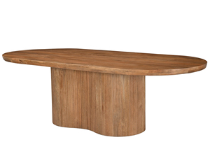 โต๊ะรับประทานอาหารทรงวงรี หน้าไม้มะม่วงแท้  ฐานไม้เนื้อแข็งลายคลื่น  งานแฮนด์เมด  ผิวไม้ธรรมชาติ  สำหรับห้องนั่งเล่นหรือห้องครัว - Product Image 2