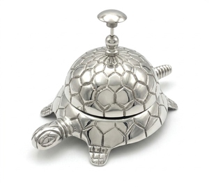 Campana de Escritorio Decorativa con Forma de Tortuga en Plata Pulida, Campana de Llamada Única para Recepción de Hotel, para Mostradores de Lujo y Hogar - Product Image 1