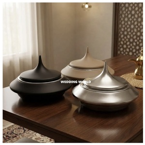 Designer Set of Three Hotpot Customized Finished Tabletop Casserole Round Shape Luxury New fancy Metal Food Warmer - Product Image 1