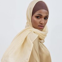 Hijab en soie pure 100% douce, hijab de qualité supérieure, soyeux, couleur unie, longue écharpe pour femmes musulmanes