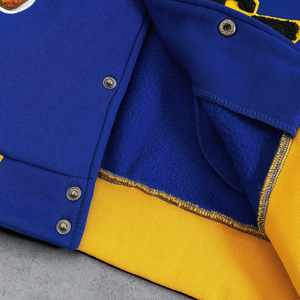 Chaqueta Varsity Azul Sólido para Hombre, Chaqueta Bomber con Parches de Chenilla, Manga Color Crema, Estilo Vintage, Chaqueta de Béisbol - Product Image 6