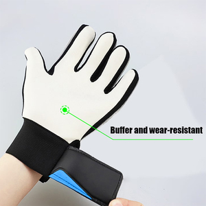 Lightweight Unisex Full Finger Thick Palm Leather Football Goalkeeper Gloves <b>Hook</b> Loop Closure For Club Training - Product Image 4
