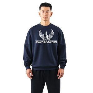 Sudadera de cuello redondo azul marino para hombre, de forro polar grueso, manga larga, informal, deportiva, para entrenamiento y uso diario. - Product Image 1