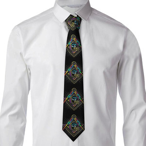 Cravate en satin de soie respirante, durable, écologique et de haute qualité, sublimée, pour Maître Maçon, sur mesure, pour la cérémonie de Maçonnerie (MM Ties) - Product Image 6
