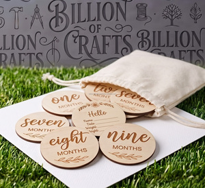 Billion Of Crafts Wooden Baby <b>Milestone</b> <b>Cards</b> Personalized Engraved Monthly Growth Tracker For Newborn Photography Keepsake Set - Product Image 2