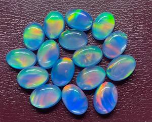 พลอยโอปอลออโรร่าแบบดับเบิ้ลแคโบชอง รูปไข่ หลังแบน พลอยธรรมชาติแบบเม็ดเดี่ยวทุกขนาด สำหรับทำเครื่องประดับ - Product Image 4